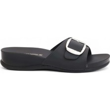 2189-OLIVA-8 Anatomik Tabanlı Ayarlanabilir Tokalı Kadın Günlük Terlik - NKT02189-SIYAH-39
