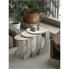 Zigon Sehpa 3' Lü Setro Traverten