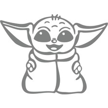 Baby Yoda Araba Stickeri 17X17 cm Gri