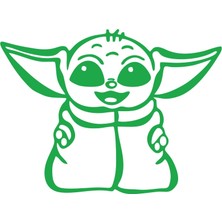 Baby Yoda Araba Stickeri 17X17 cm Yeşil