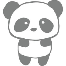 Sevimli Panda Araba Sticker 17X17 cm Gri
