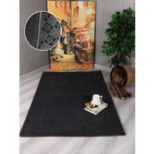Modern Kaymaz Taban Parça Halı/yolluk Antrasit 80*200