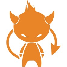 Küçük Şeytan Araba Sticker 17X17 cm Turuncu