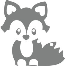 Sevimli Tilki Araba Sticker 17X17 cm Gri