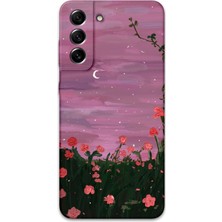 Galaxy S21 Uyumlu Çiçek Desenli Telefon Kılıfı + Ekran Koruyucu - 5793