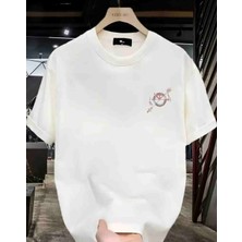 Kırmızı Mavi Pusula Baskılı Özel Tasarım Oversize Tshirt