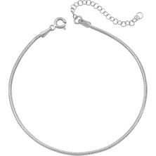 BymissMücevherat Yılan Model Bileklik Unisex 1,2 mm Ince Yuvarlak 925 Ayar Gümüş Zincir Bileklik