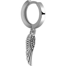 925 Ayar Gümüş Kanatlı Erkek Halka Küpe 1 Adet