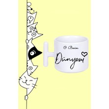 O Benim Dünyam Tasarım Baskılı Beyaz T Sap Kupa Bardak