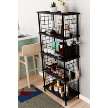 5 Raflı Çevir Kur Çok Amaçlı Raf – Tel Yan Panel, Açık Raf Sistemli Metal Gövdeli Organizer Dolap