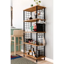 5 Raflı Çevir Kur Çok Amaçlı Raf – Tel Yan Panel, Açık Raf Sistemli Metal Gövdeli Organizer Dolap