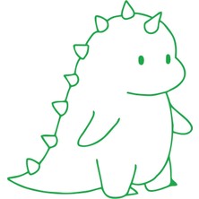 Sevimli Dino Araba Sticker 17X17 cm Yeşil