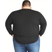 Erkek Büyük Beden Oversize Uzun Kollu V Yaka T-Shirt 3xl 4xl 5xl 6xl 7xl 8xl