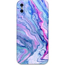 iPhone Xs Uyumlu Mermer Desenli Telefon Kılıfı + Ekran Koruyucu - 5816