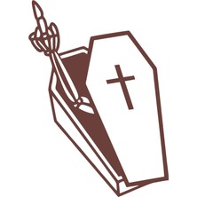 Tabuttan Çıkan Iskelet Araba Sticker 17X17 cm Kahverengi