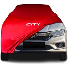 Honda City (2017 - ) Kırmızı Kumaş Araba Brandası Logolu Penye Branda Oto Branda