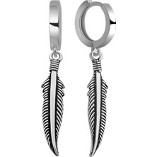 925 Ayar Gümüş Büyük Boy Tüy Sallantılı Halka Küpe