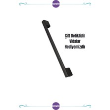 Köprü Mat Metal Kulp 224mm Vidalı Dolap, Komodin, Vestiyer, Vida Hediye Siyah (22cm - 23 cm uyumlu)