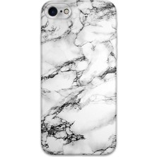 iPhone 8 Uyumlu Mermer Desenli Telefon Kılıfı + Ekran Koruyucu - 5817