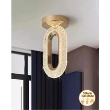 Nova Lighting Alfa Kristal Ledli Avize Tavana Sıfır Gold Sarı Gövde 3 Renk Modu Koridor Yatak Odası Çocuk Odası
