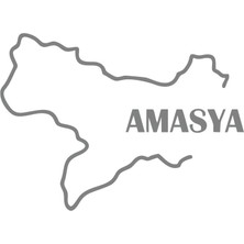 Amasya Harita Araba Sticker 17X17 cm Gri