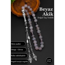 Beyaz Akik Doğal Taş Tesbih Erkek Akik Tesbih BT050