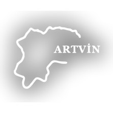 Artvin Harita Araba Sticker 17X17 cm Beyaz