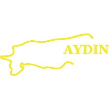 Aydın Harita Araba Sticker 17X17 cm Sarı