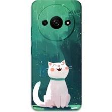 Xiaomi Redmi A3 Uyumlu Kedi Desenli Telefon Kılıfı + Ekran Koruyucu - 5781