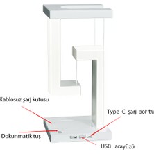 Manyetik Akıllı Masa Lambası – Kablosuz Şarjlı & USB Girişli LED Gece Lambası