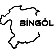 Bingöl Harita Araba Sticker 17X17 cm Siyah