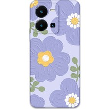 Vivo Y22S Uyumlu Çiçek Desenli Telefon Kılıfı + Ekran Koruyucu - 5799