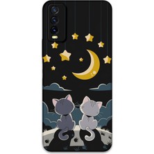 Vivo Y20 Uyumlu Kedi Desenli Telefon Kılıfı + Ekran Koruyucu - 5809