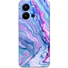 Vivo Y22S Uyumlu Mermer Desenli Telefon Kılıfı + Ekran Koruyucu - 5816