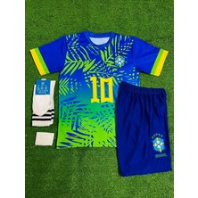 Dayıbalı Brezilya Neymar Jr 2024/25 Yeni Sezon Mavi Yeşil Çocuk Konsept Forması 4'lü Set