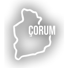 Çorum Harita Araba Sticker 17X17 cm Beyaz