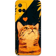 Vivo Y21S Uyumlu Kedi Desenli Telefon Kılıfı + Ekran Koruyucu - 5783