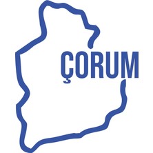 Çorum Harita Araba Sticker 17X17 cm Mavi