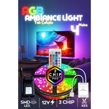 4 Metre Tv Arkası 16 Renkli Tak Çalıştır Yatak Odası Mutfak Bilgisayar Rgb LED Lambader Animasyon