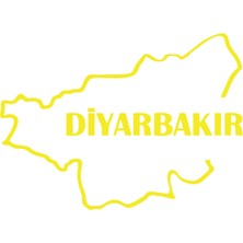 Diyarbakır Harita Araba Sticker 17X17 cm Sarı