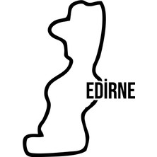Edirne Harita Araba Sticker 17X17 cm Siyah