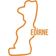 Edirne Harita Araba Sticker 17X17 cm Turuncu