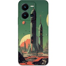 Vivo Y22S Uyumlu Uzay Desenli Telefon Kılıfı + Ekran Koruyucu - 5870