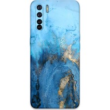 Oppo A91 Uyumlu Mermer Desenli Telefon Kılıfı + Ekran Koruyucu - 5812