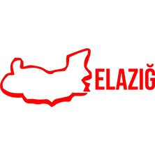 Elazığ Harita Araba Sticker 17X17 cm Kırmızı