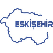 Eskişehir Harita Araba Sticker 17X17 cm Mavi