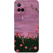 Vivo Y33S Uyumlu Çiçek Desenli Telefon Kılıfı + Ekran Koruyucu - 5793