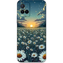 Vivo Y33S Uyumlu Çiçek Desenli Telefon Kılıfı + Ekran Koruyucu - 5792