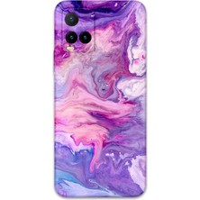 Vivo Y33S Uyumlu Mermer Desenli Telefon Kılıfı + Ekran Koruyucu - 5813