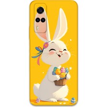 Vivo Y53S Uyumlu Tavşan Desenli Telefon Kılıfı + Ekran Koruyucu - 5807